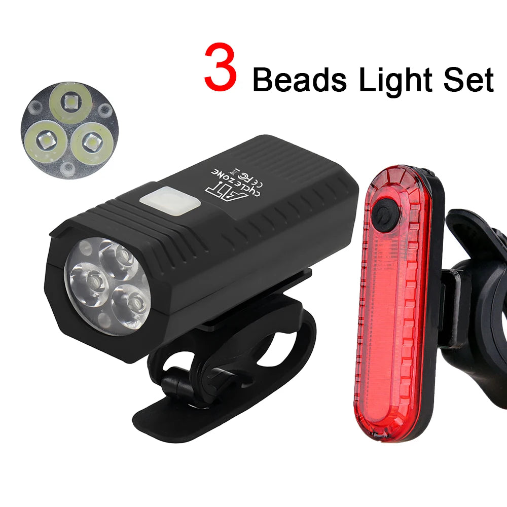 Luz para Bicicleta Recarregável USB | Dianteira e Traseira, 3 Modos, Certificação CE