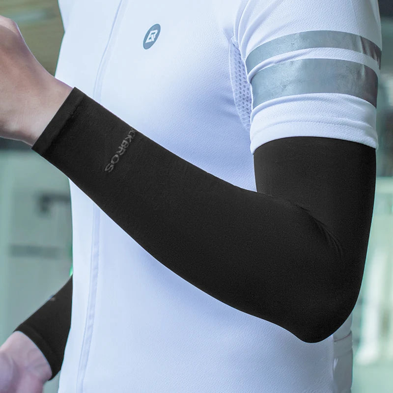 Mangas de Ciclismo ROCKBROS Ice Silk XT9002 | Proteção UV, Respiráveis, Pack 1 ou 3 Pares