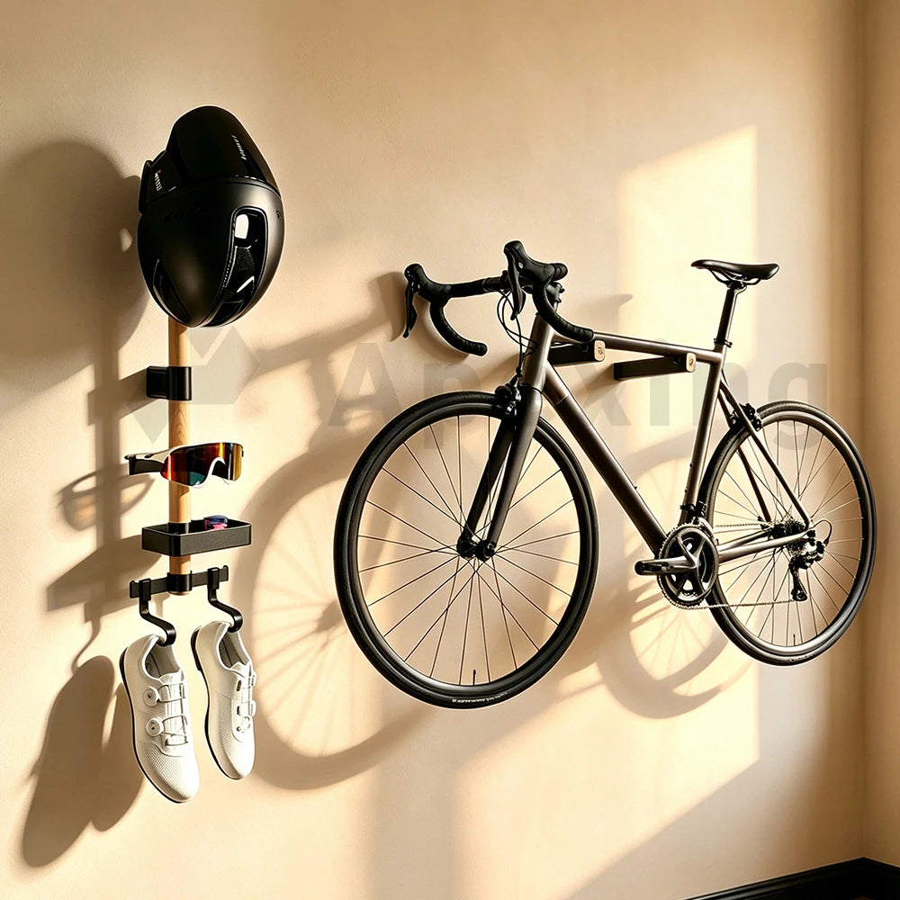 Suporte de Parede A1 para Equipamento de Ciclismo | Madeira, 3kg, 3 Configurações