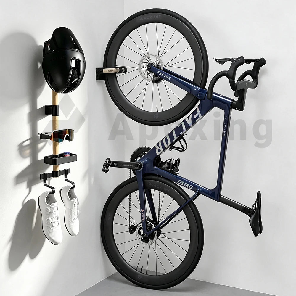 Suporte de Parede A1 para Equipamento de Ciclismo | Madeira, 3kg, 3 Configurações