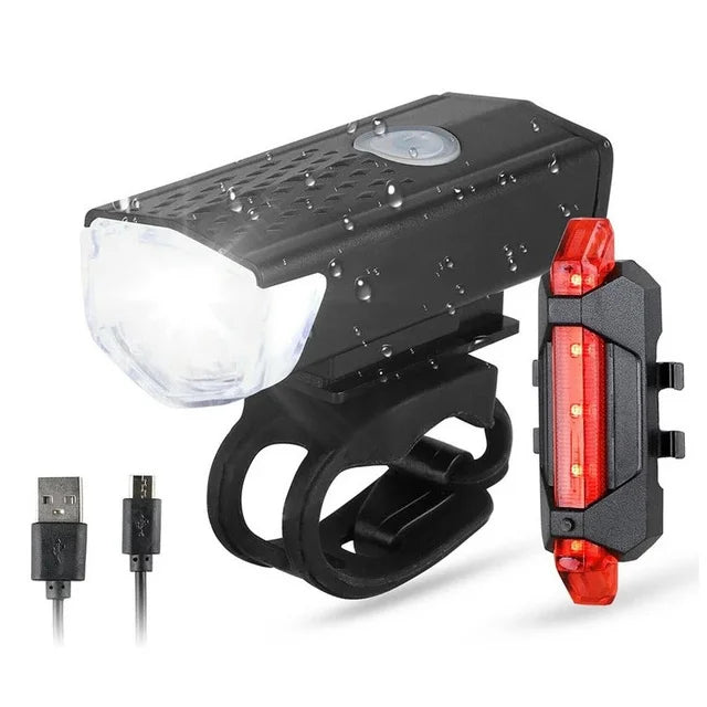 Luz para Bicicleta Recarregável USB | Dianteira e Traseira, 3 Modos, Certificação CE