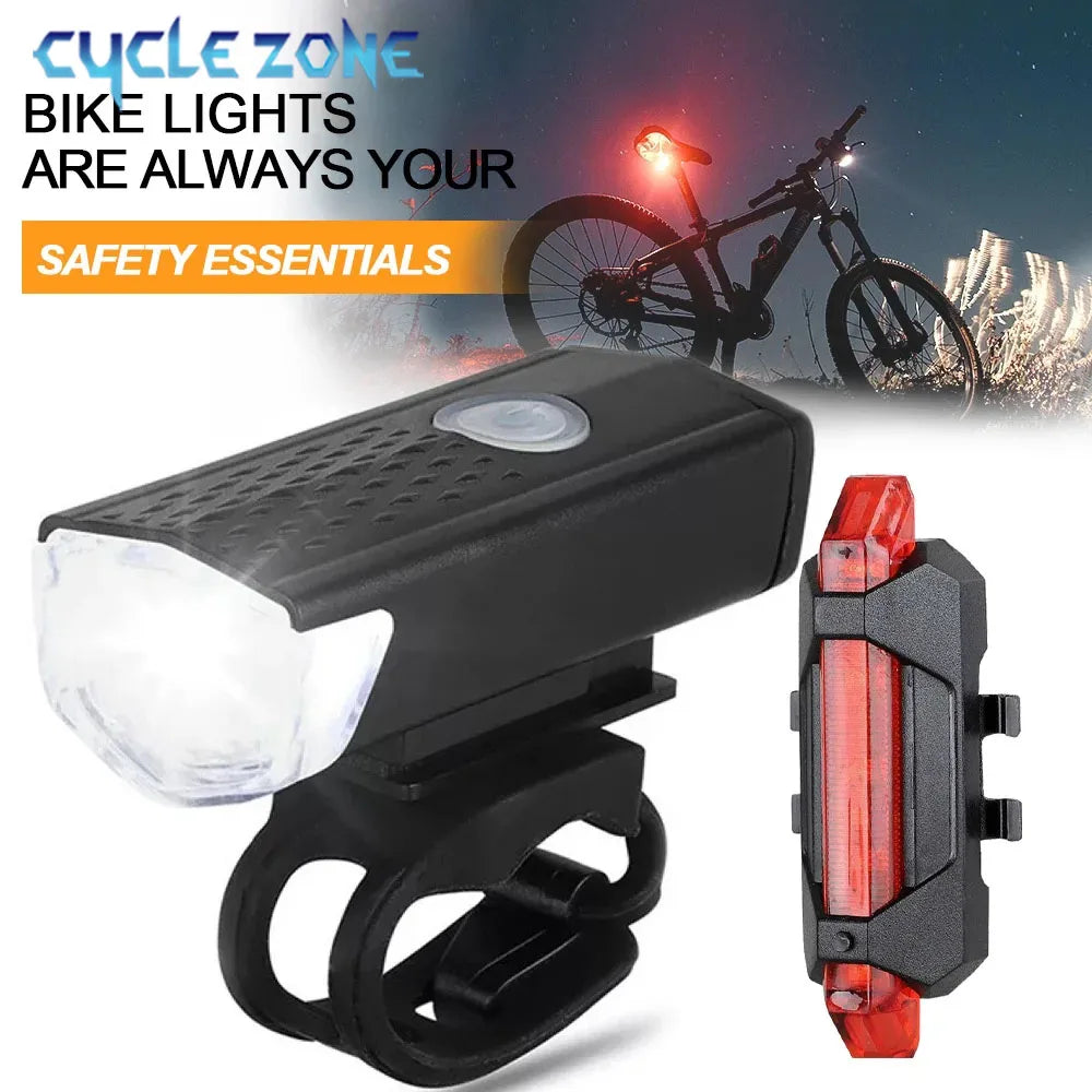 Luz para Bicicleta Recarregável USB | Dianteira e Traseira, 3 Modos, Certificação CE