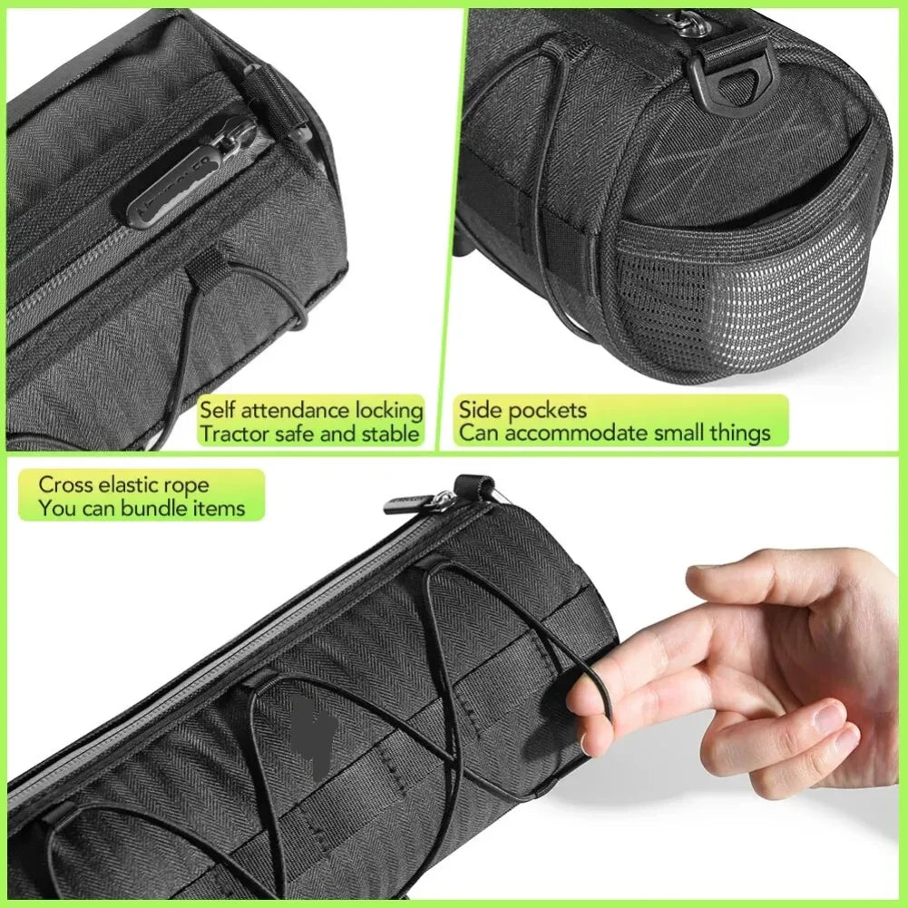 Bolsa de Guiador Compacta para Bicicleta | Impermeável, 174g e Converte em Mala de Ombro