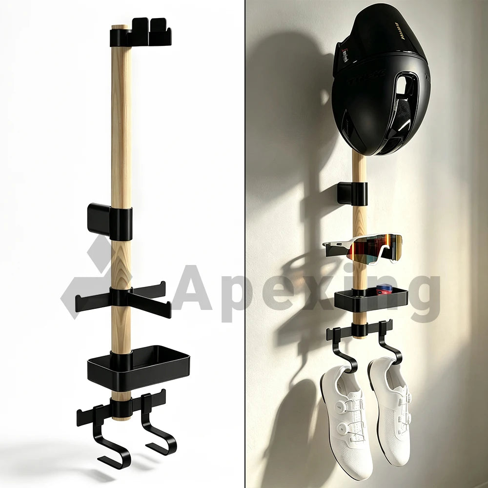 Suporte de Parede A1 para Equipamento de Ciclismo | Madeira, 3kg, 3 Configurações