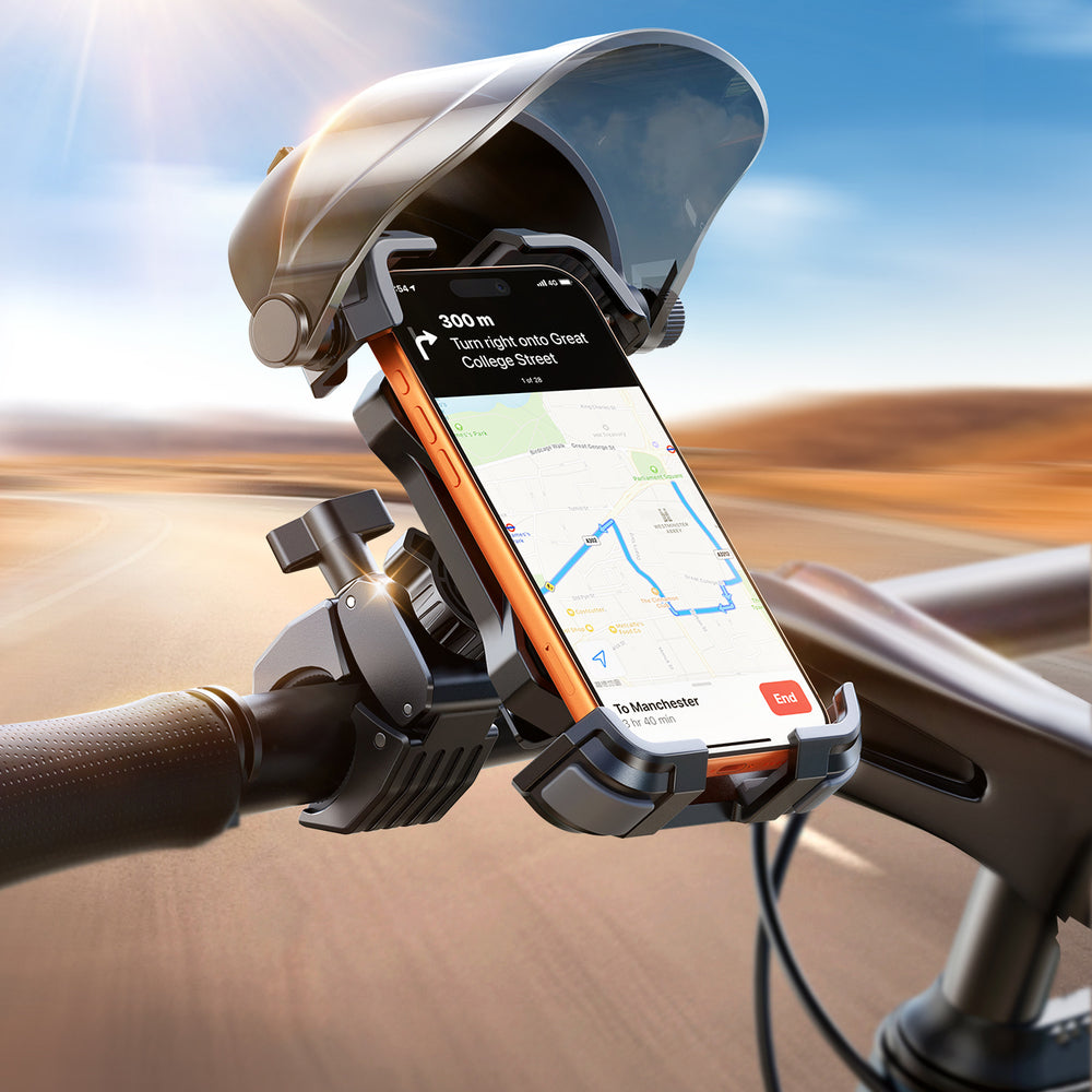 Suporte de Telemóvel com Viseira Solar – Para Bicicleta, Trotinete e Moto