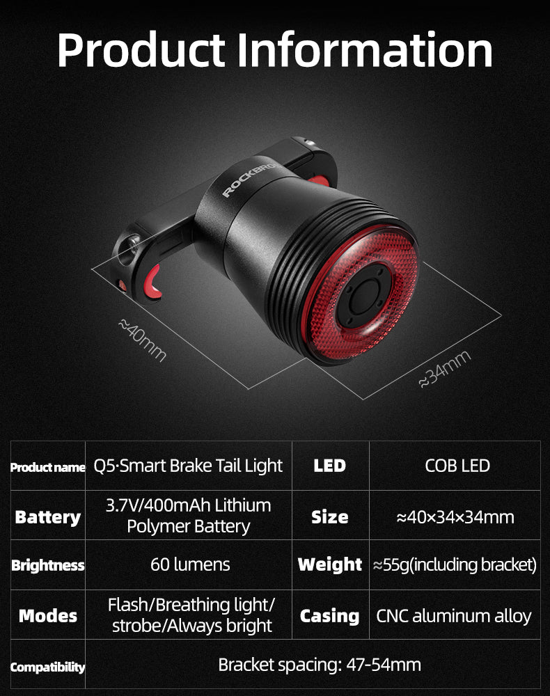 A Luz que Trava Contigo – Rockbros Q5 IPX6 Sensor de Travagem